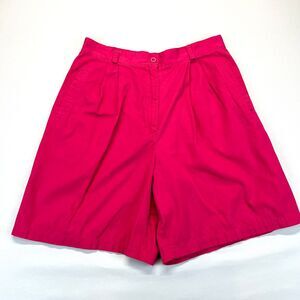 Lacoste Hot Pink High Waisted Pleated Cotton Blend Bermuda Walking Shorts Wmn 12